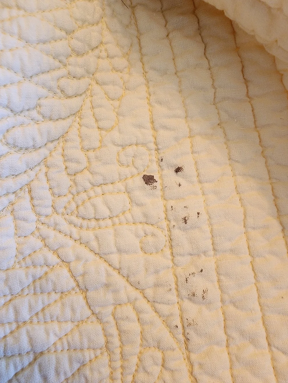 Pottery Barn Hanna Quilt Buttercup Size Full/queen Cotton Linen Medallion Print